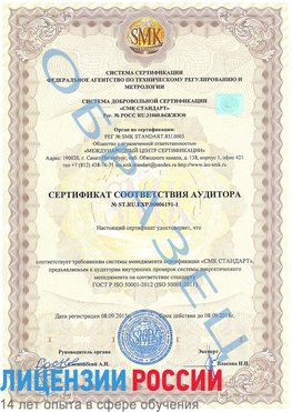 Образец сертификата соответствия аудитора №ST.RU.EXP.00006191-1 Медногорск Сертификат ISO 50001